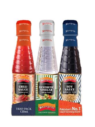 Shangrilla Trio Pack 120ml | Soya Sauce, Chilli Soya & Vinegar