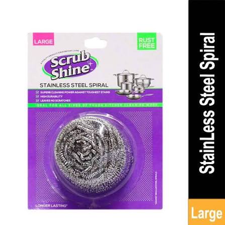 Scrub Shine Steel Spiral Large – Heavy-Duty Utensil Cleaning Scrubber